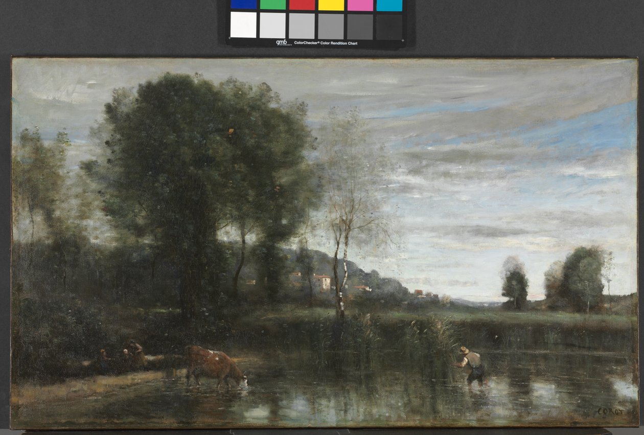 Lampi Ville-d"Avrayssa, 1860-luvun lopulla tekijältä Jean Baptiste Camille Corot