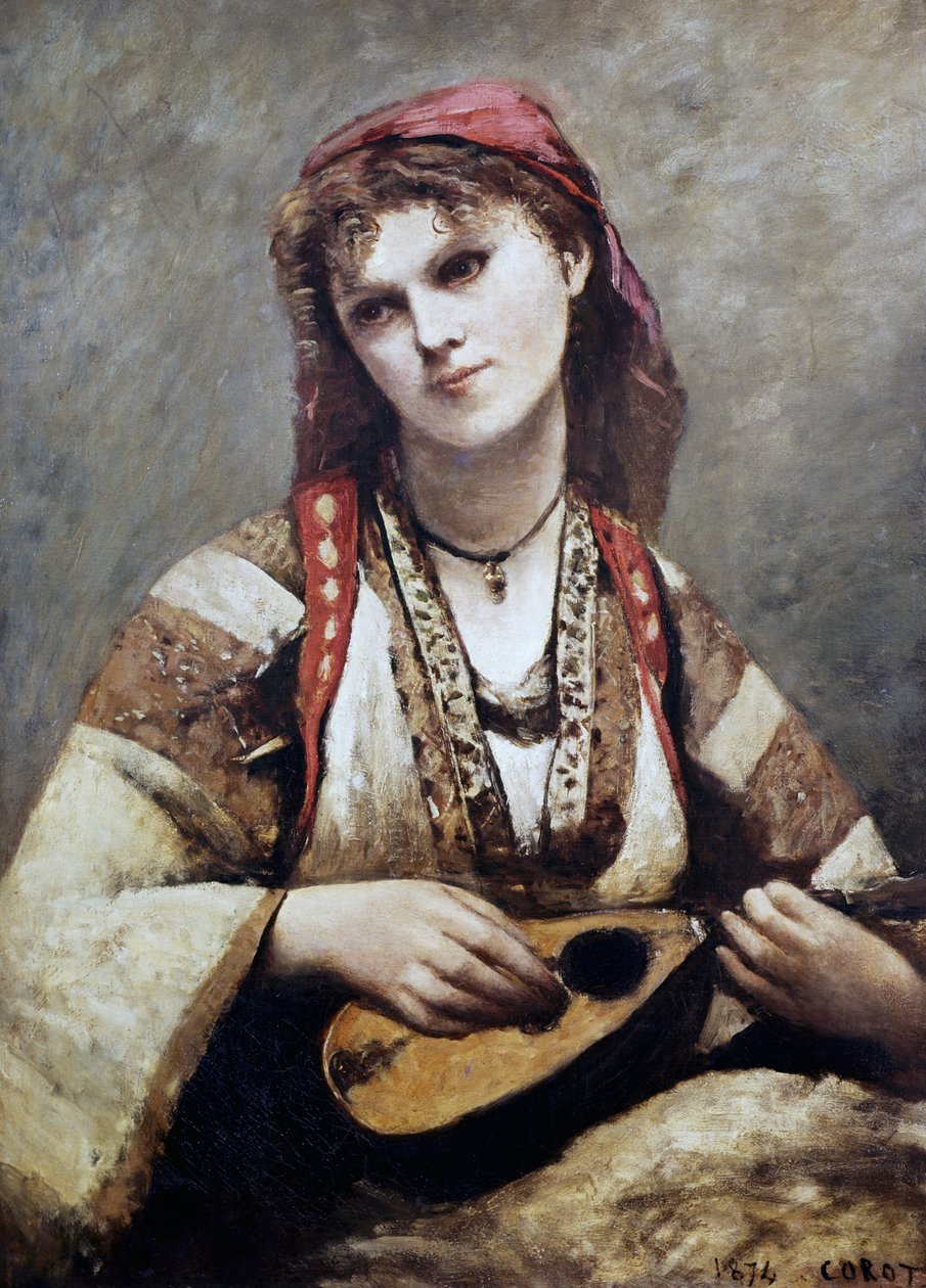 Christine Nilsonin muotokuva eli Boheemi mandoliinin kanssa tekijältä Jean Baptiste Camille Corot