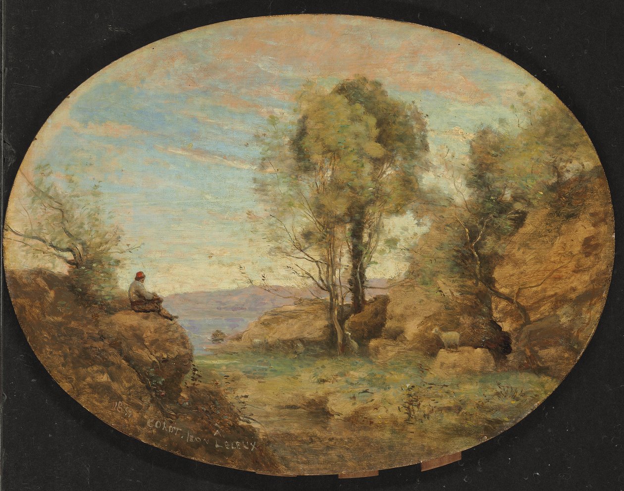 Paimen katselee Rocky Gorgea, 1859 tekijältä Jean Baptiste Camille Corot