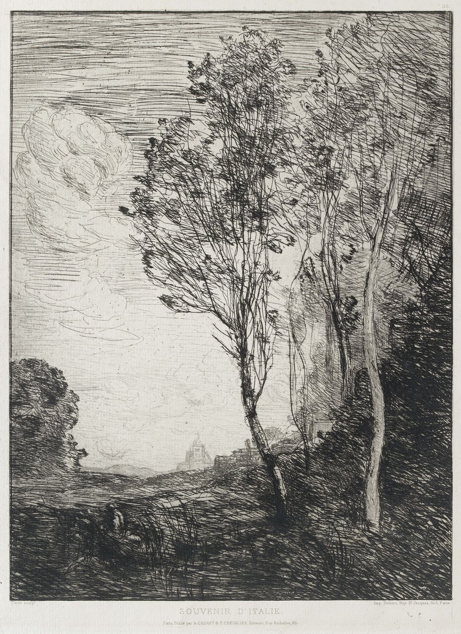 Matkamuisto Italiasta, 1863 tekijältä Jean Baptiste Camille Corot
