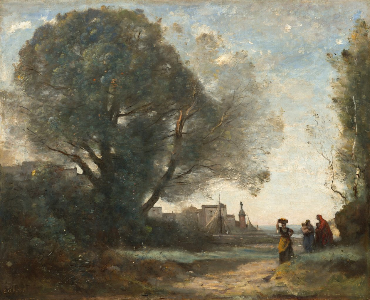 Terracinan matkamuisto, 1864, muokattu hieman myöhemmin. tekijältä Jean Baptiste Camille Corot