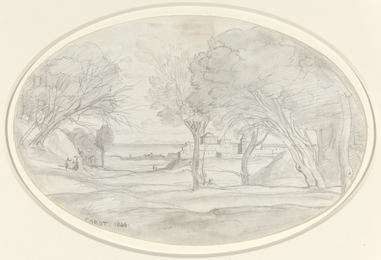 Toscanan matkamuisto, 1844. tekijältä Jean Baptiste Camille Corot