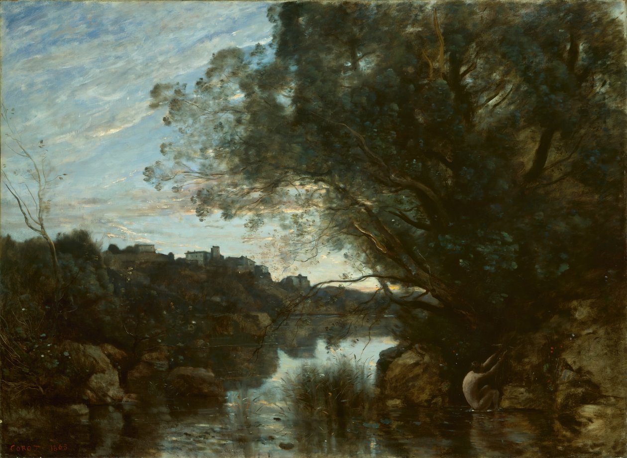Matkamuisto Nemijärven ympäristöstä, 1865. tekijältä Jean Baptiste Camille Corot