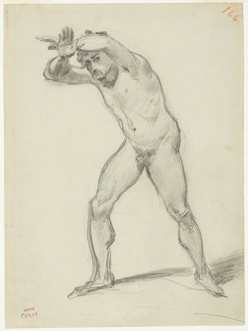 Seisova mies alaston tekijältä Jean Baptiste Camille Corot