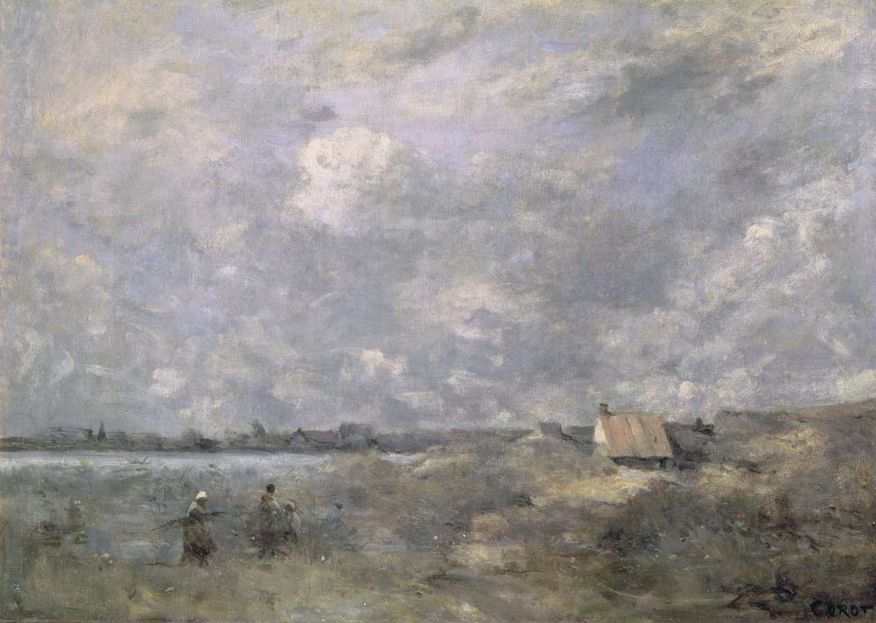 Myrskyinen sää, Pas de Calais, n. 1870 (öljy kankaalle) tekijältä Jean Baptiste Camille Corot