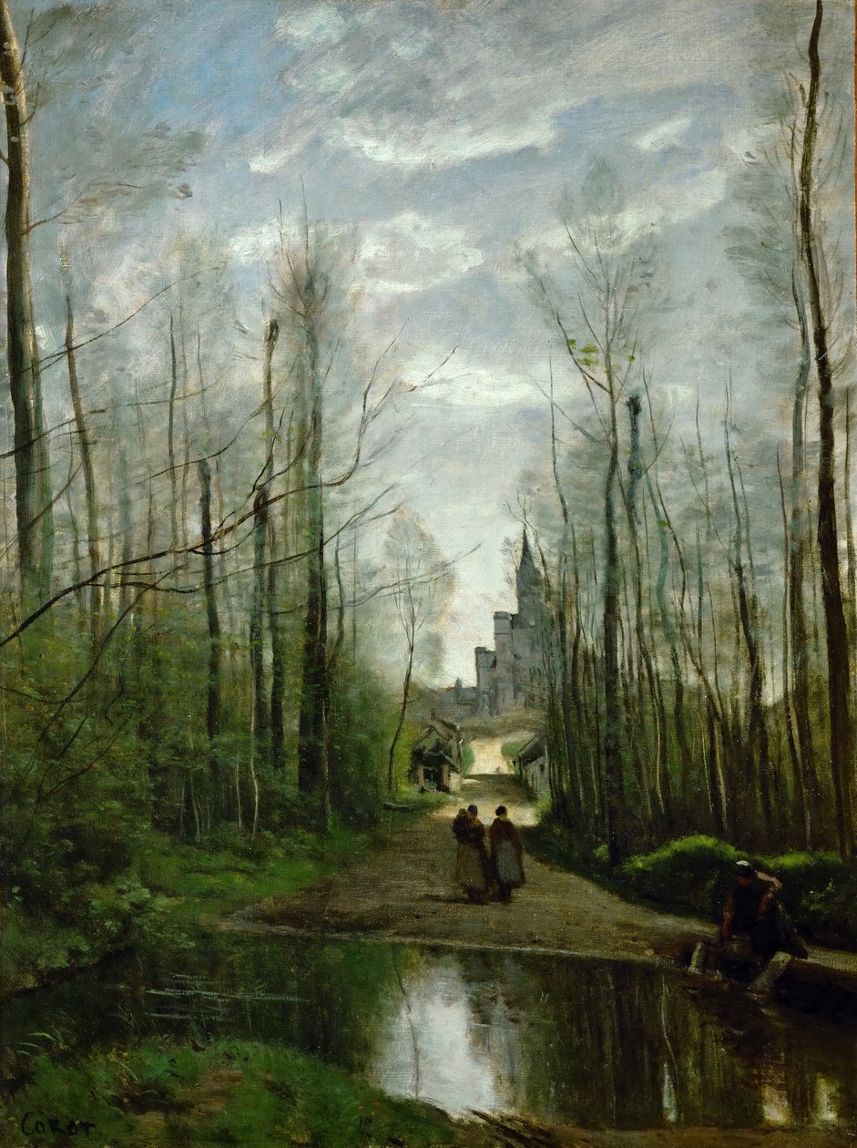 Marisselin kirkko, lähellä Beauvaisia tekijältä Jean Baptiste Camille Corot