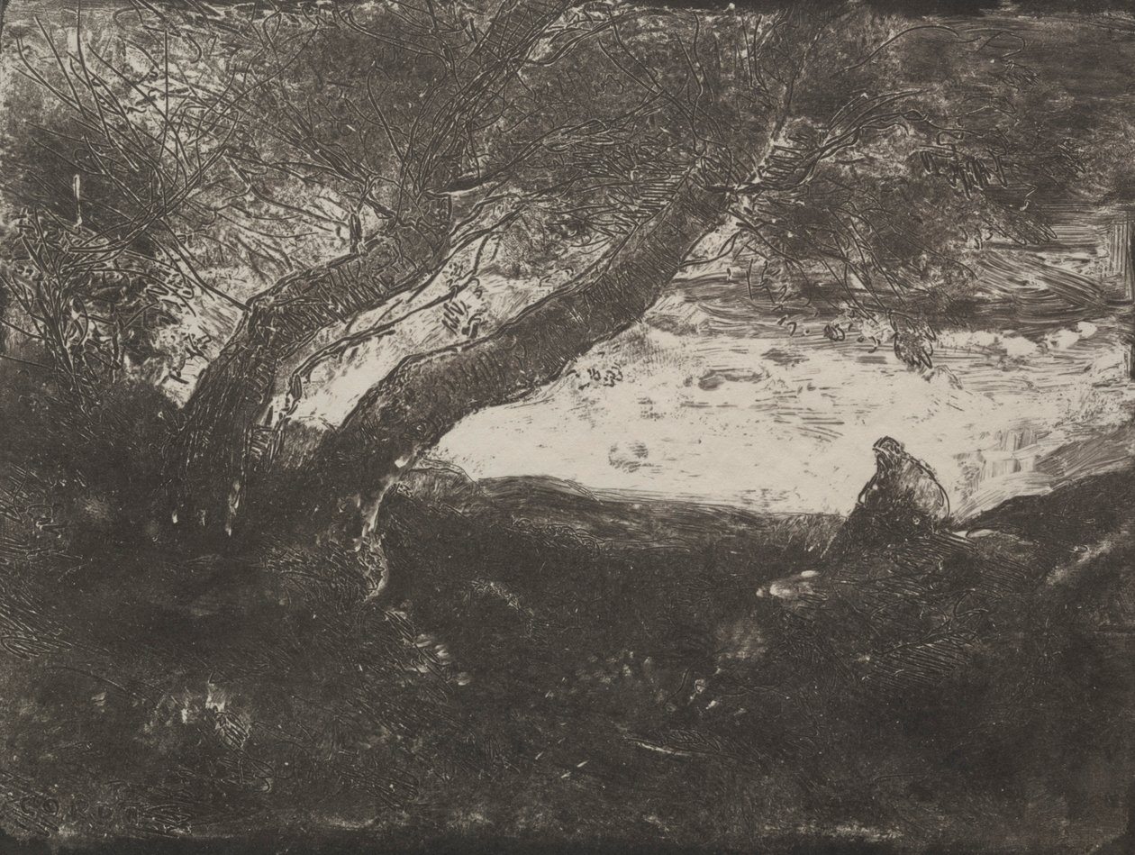Unelmoija, alkuperäinen vaikutelma 1854, painettu 1921. tekijältä Jean Baptiste Camille Corot