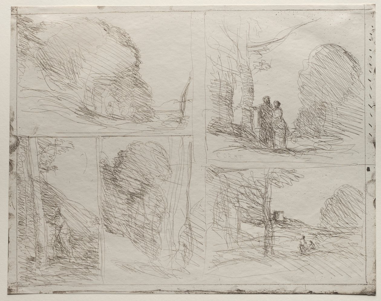 Perikleen puutarha, Painters Lane, Scrawl, The Large Woodcutter, painettu vuonna 1921. tekijältä Jean Baptiste Camille Corot