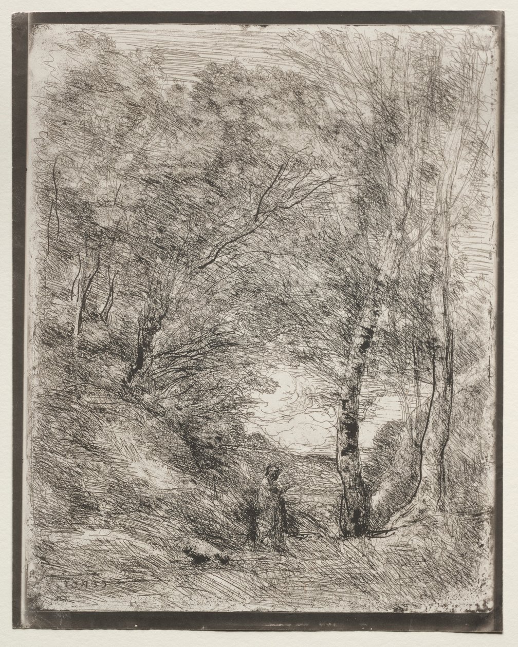 The Gardens of Horace, alkuperäinen vaikutelma 1855, painettu 1921. tekijältä Jean Baptiste Camille Corot