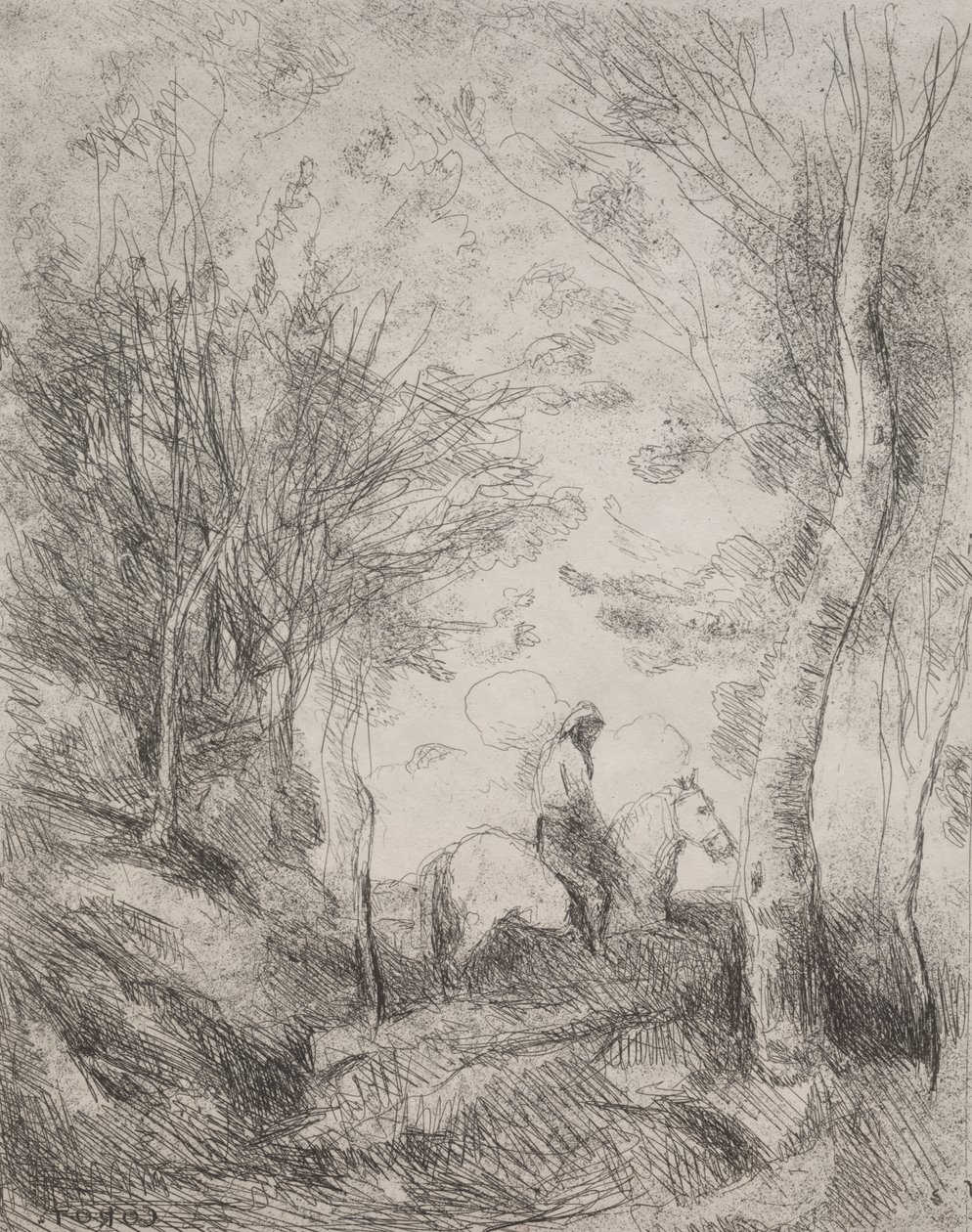 Suuri kavalieri metsässä tekijältä Jean Baptiste Camille Corot