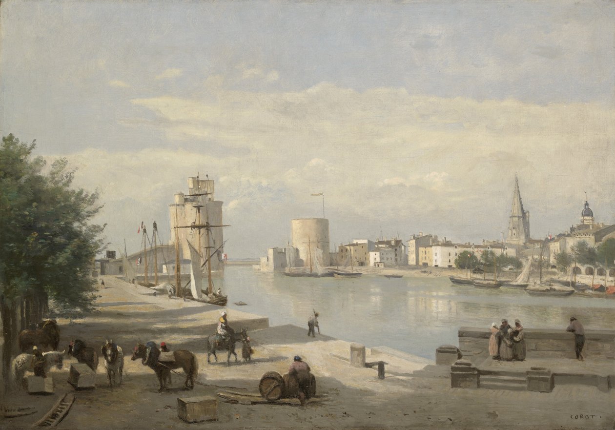 La Rochellen satama tekijältä Jean Baptiste Camille Corot