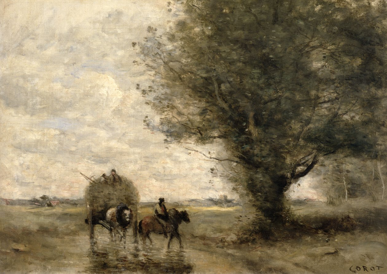 Heinäkärry, c. 1860 tekijältä Jean Baptiste Camille Corot