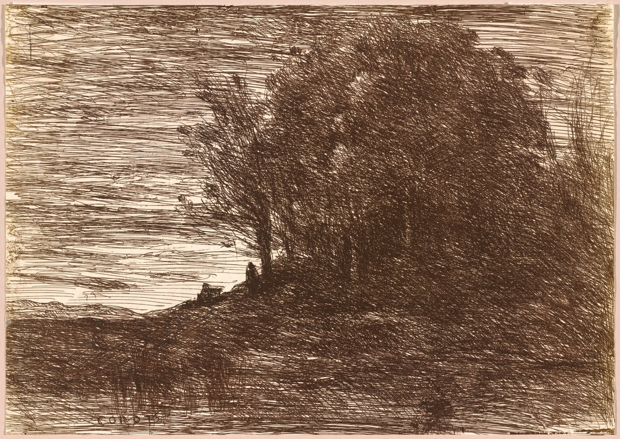 Erakon metsät tai Trasimene-järven rannat tekijältä Jean Baptiste Camille Corot
