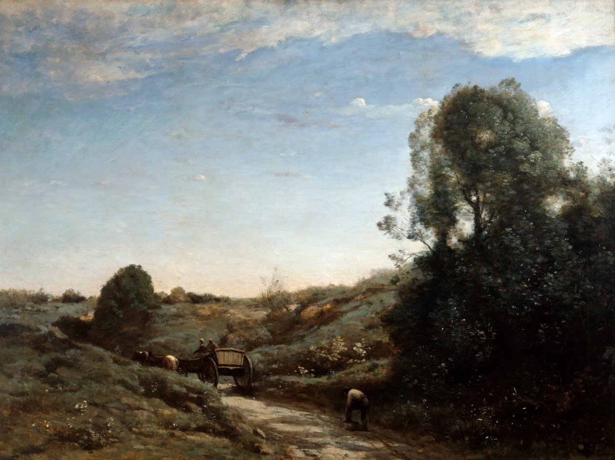 Hevoskärry, Marcoussisin muisto lähellä Montlheryä, 1855 tekijältä Jean Baptiste Camille Corot