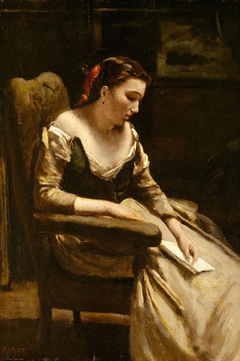 Kirje, noin 1865 (öljy puulle) tekijältä Jean Baptiste Camille Corot