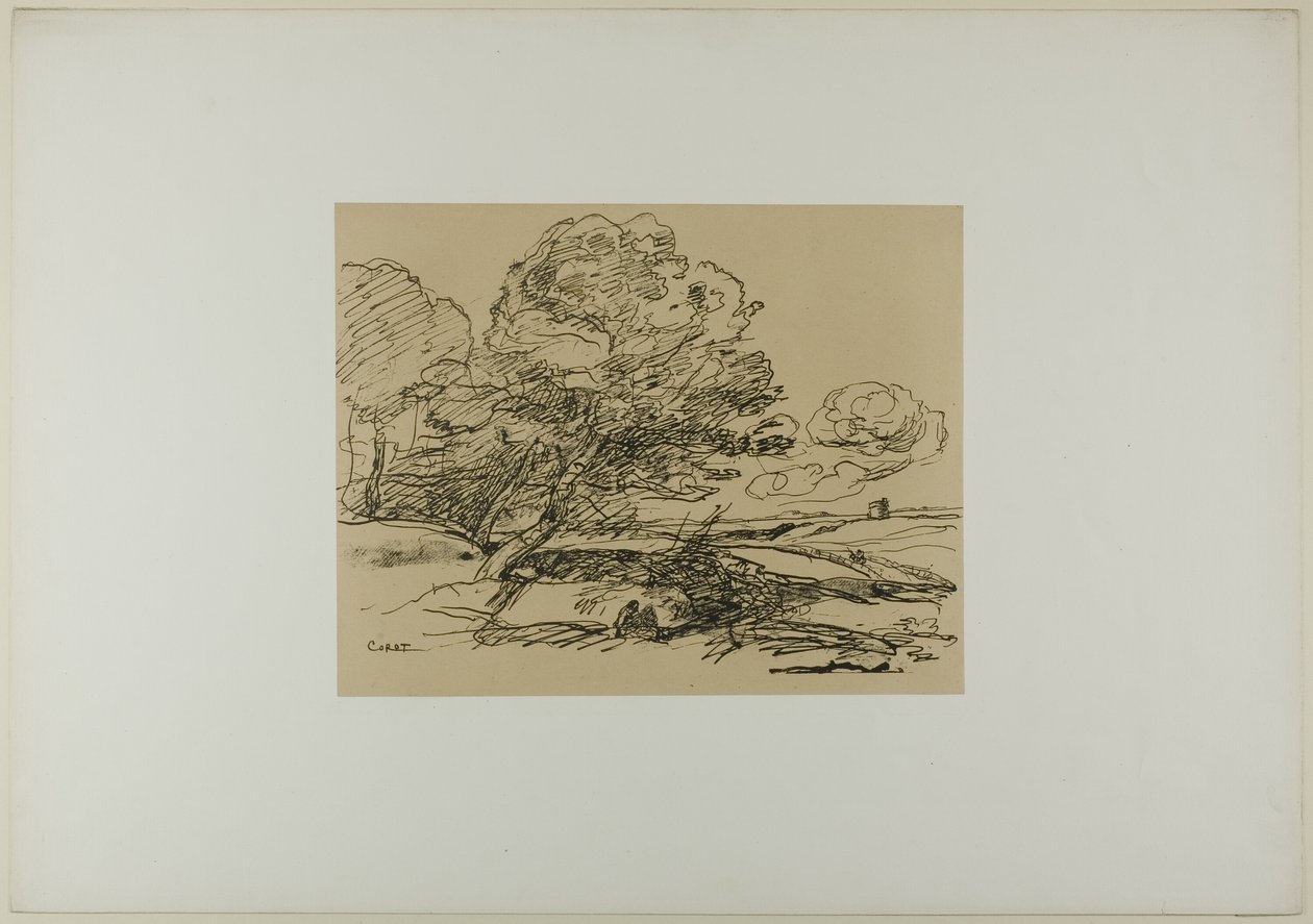 Yksinäinen torni tekijältä Jean Baptiste Camille Corot