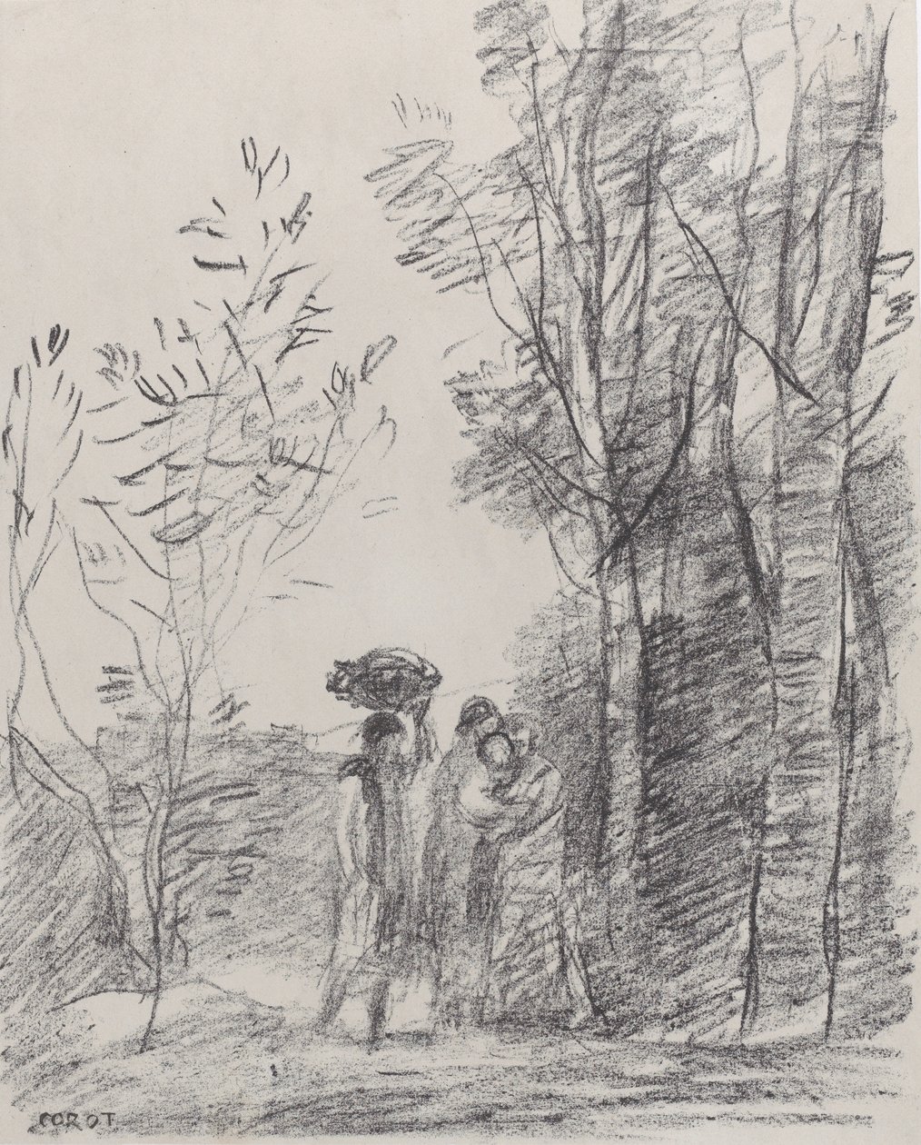 Kokous Grove La Rencontre au bosquetissa, 1871. tekijältä Jean Baptiste Camille Corot