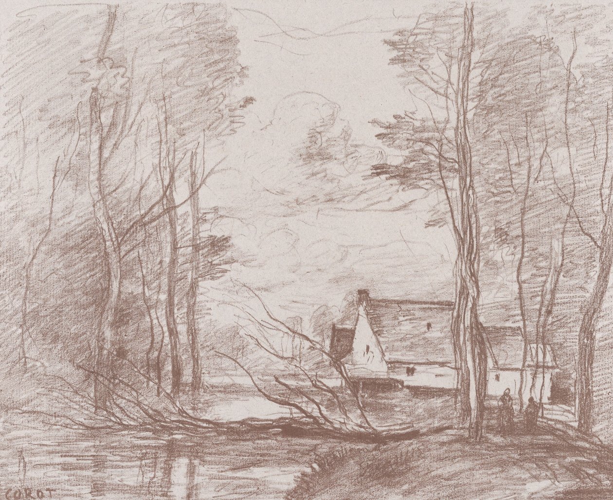 The Mill at Cuincy, lähellä Douaita, 1871-72. tekijältä Jean Baptiste Camille Corot