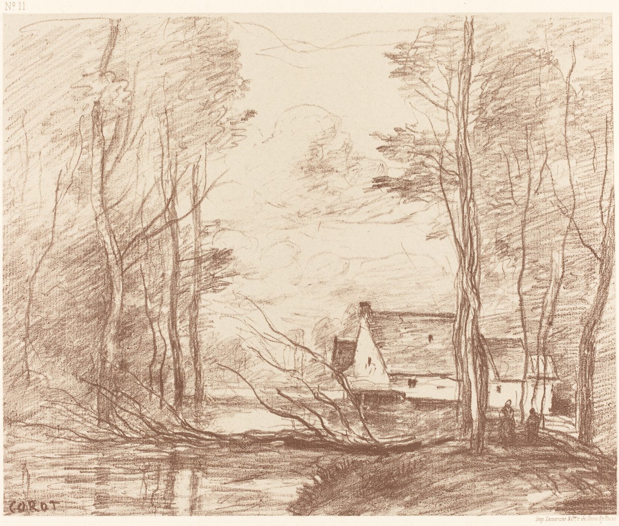 Cuincyn mylly, lähellä Douaita (Le Moulin de Cuincy, pres Douai) tekijältä Jean Baptiste Camille Corot