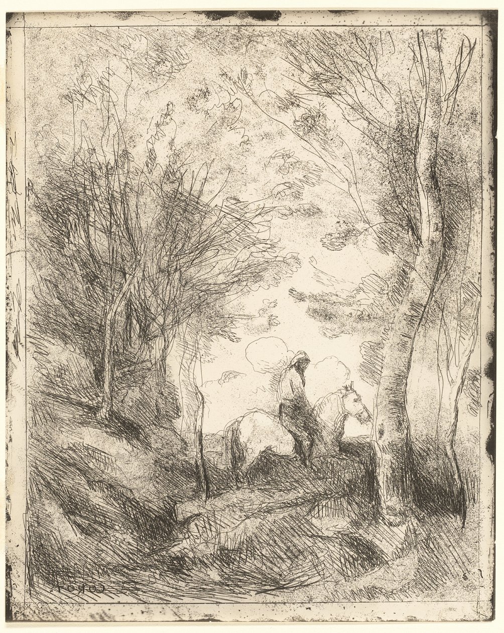 Rider in the Woods, iso levy tekijältä Jean Baptiste Camille Corot
