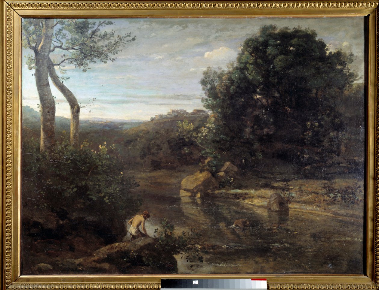 Camille Corotin (1796-1875) Paimenen kylpymaalaus 1848 su. 0,87x1,17 m Douai, Musee de la Chartreuse tekijältä Jean Baptiste Camille Corot