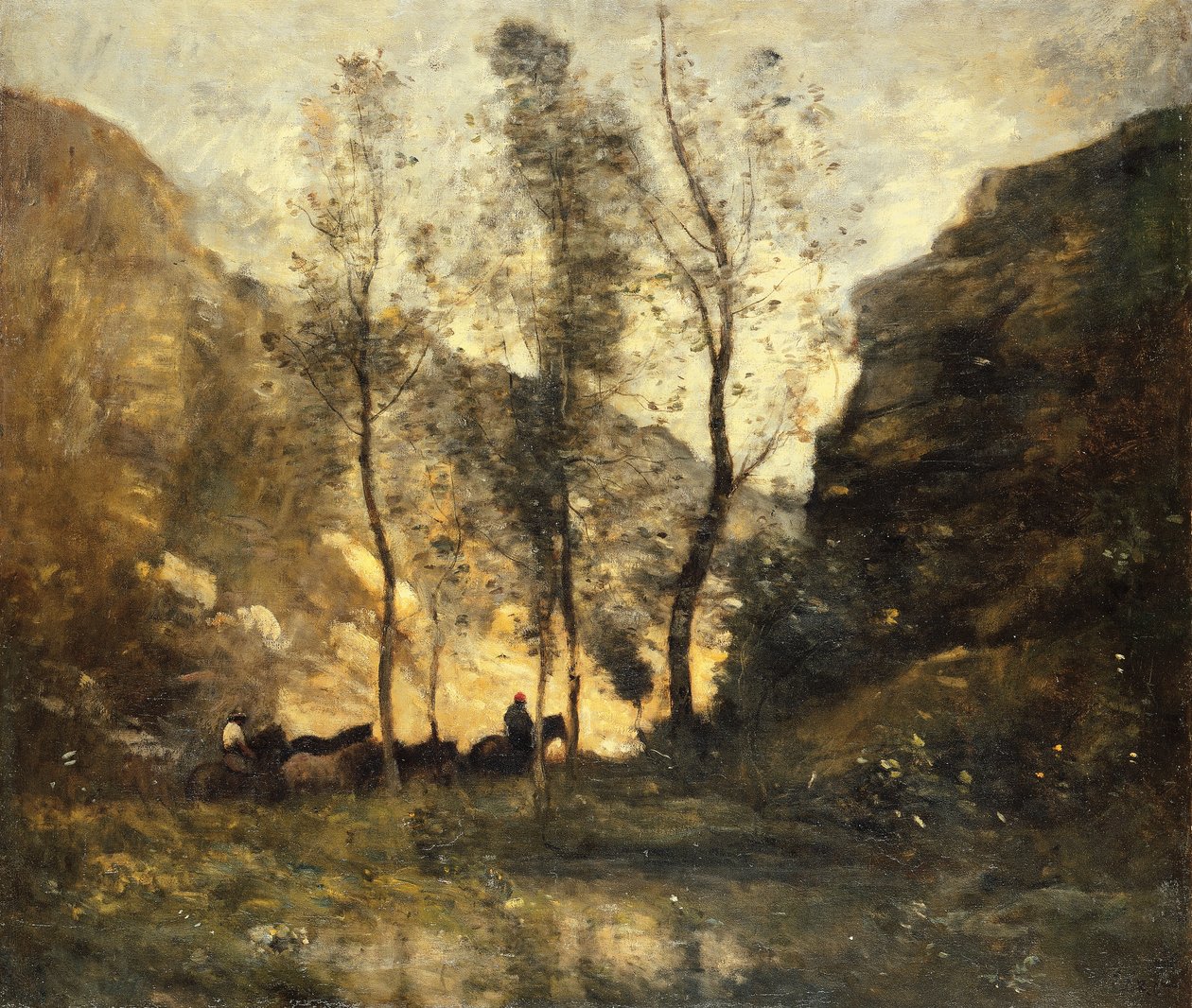 Salakuljettajat, n. 1871-72 tekijältä Jean Baptiste Camille Corot