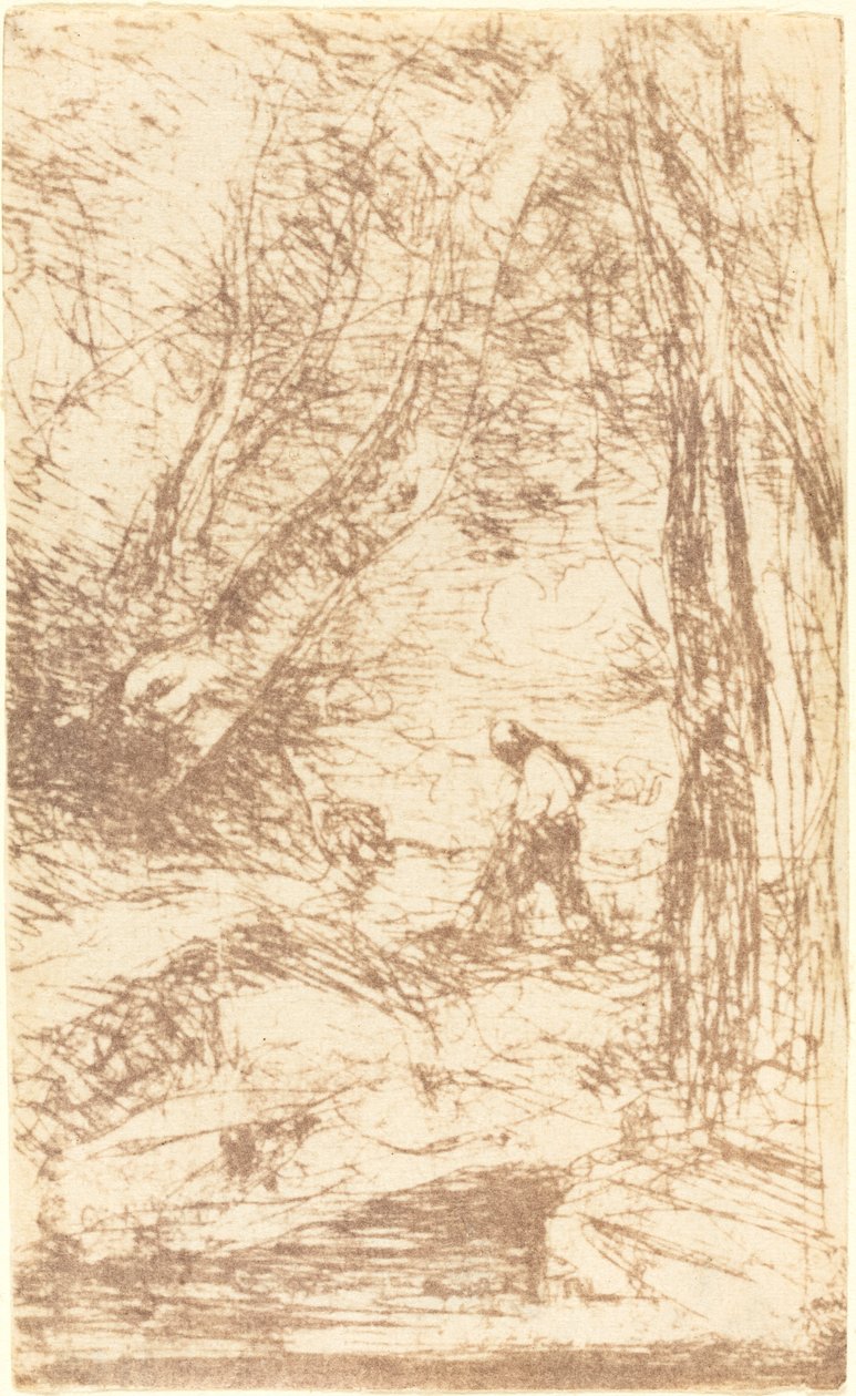 Rembrandtin puunhakkaaja (Le Bucheron de Rembrandt) tekijältä Jean Baptiste Camille Corot