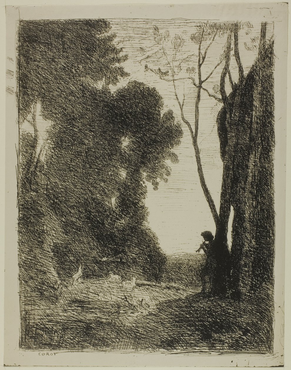 Nuori paimen, toinen levy tekijältä Jean Baptiste Camille Corot