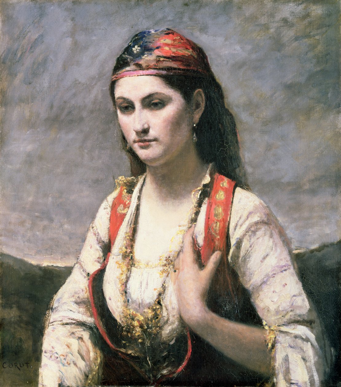 Albanon nuori nainen, 1872 tekijältä Jean Baptiste Camille Corot