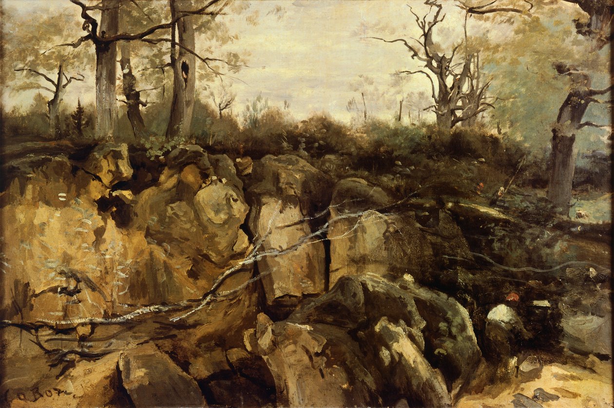 Fontainebleaun metsän reuna, kirjoittanut Jean-Baptiste-Camille Corot (1796-1875). tekijältä Jean Baptiste Camille Corot