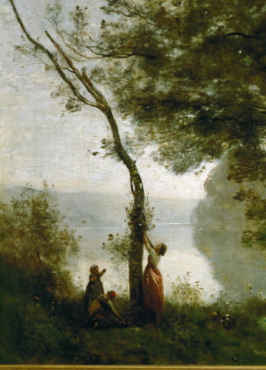 Puu ja nainen. Mortefontainen matkamuisto, Ranska ... tekijältä Jean Baptiste Camille Corot
