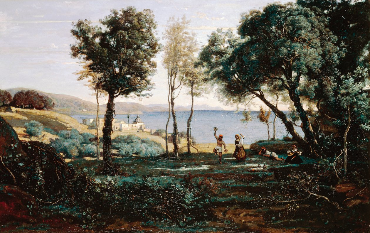 Näkymä Napolin lähellä tekijältä Jean Baptiste Camille Corot