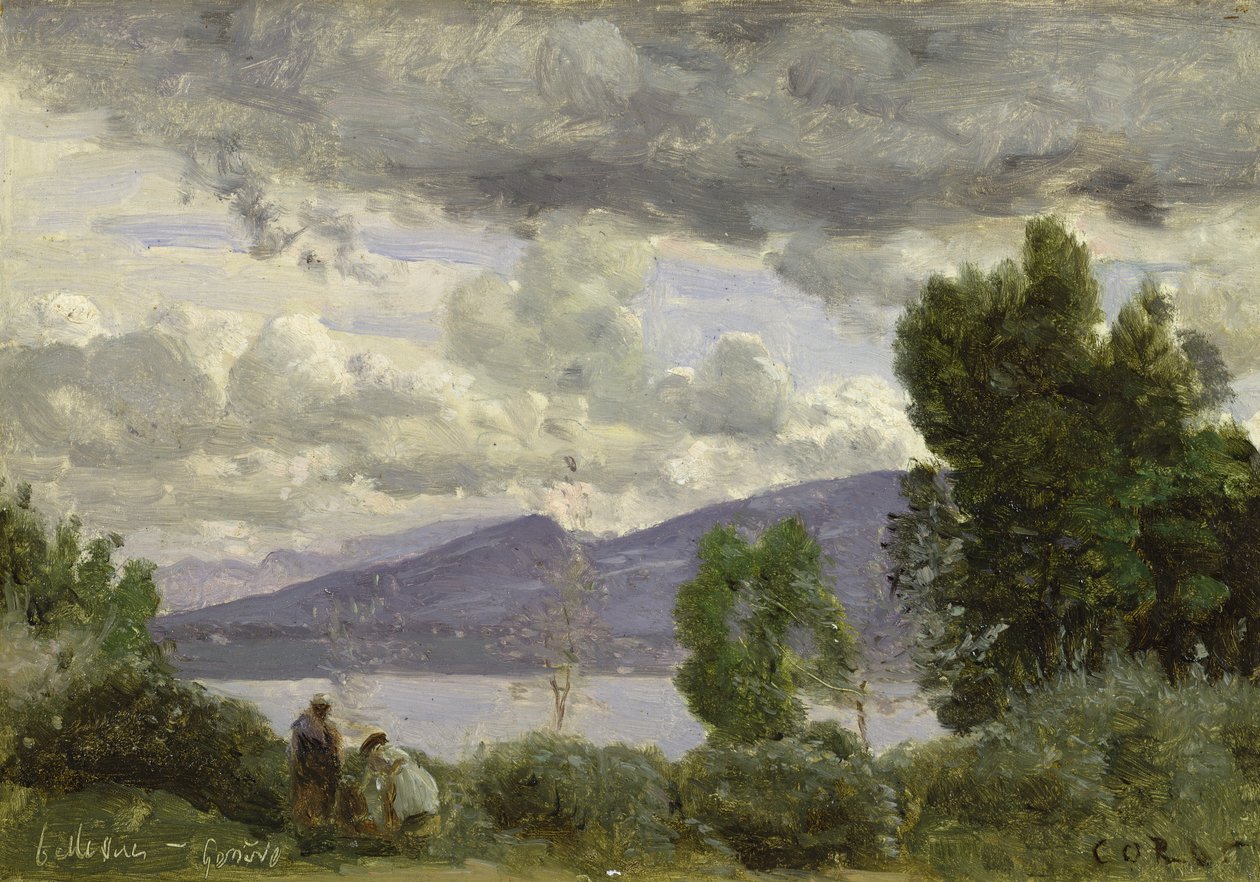 Näkymä Chalet de Chenesille, Bellvue, Geneve, 1857 tekijältä Jean Baptiste Camille Corot