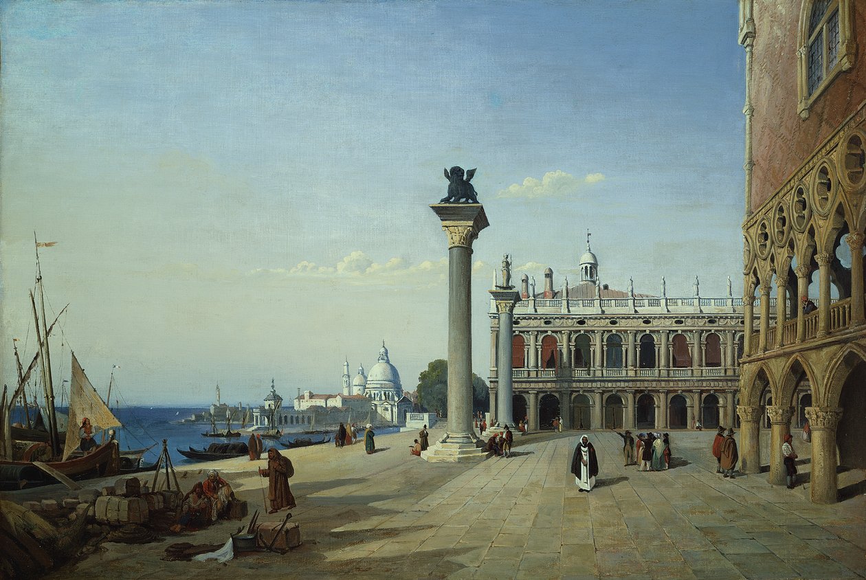 Näkymä Venetsiasta: Riva degli Schiavonilta katsottuna: Piazzetta tekijältä Jean Baptiste Camille Corot