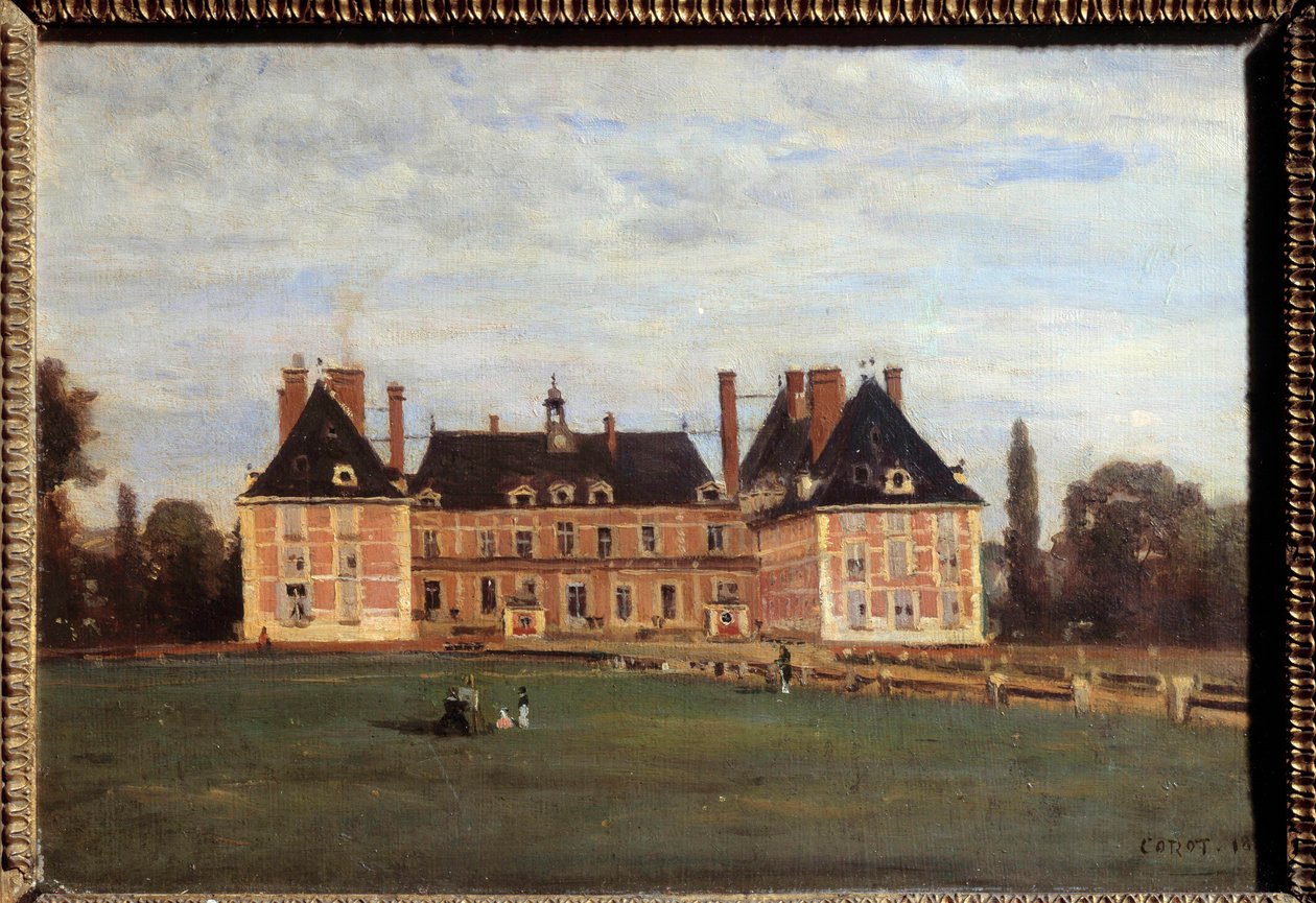 Näkymä Berry a Rosnyn herttuattaren Marie Carolinen linnasta Camille Corotin (1796-1875) Yvelines-maalauksessa 1840 su. 0,24x0,35 m tekijältä Jean Baptiste Camille Corot