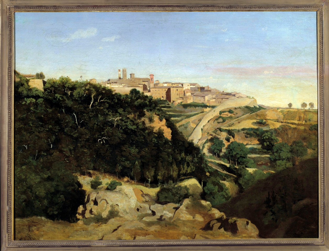Volterra, le Municipe Camille Corotin (1796-1875) maalaus 1800-luvun su. 0,7x0,94 m tekijältä Jean Baptiste Camille Corot