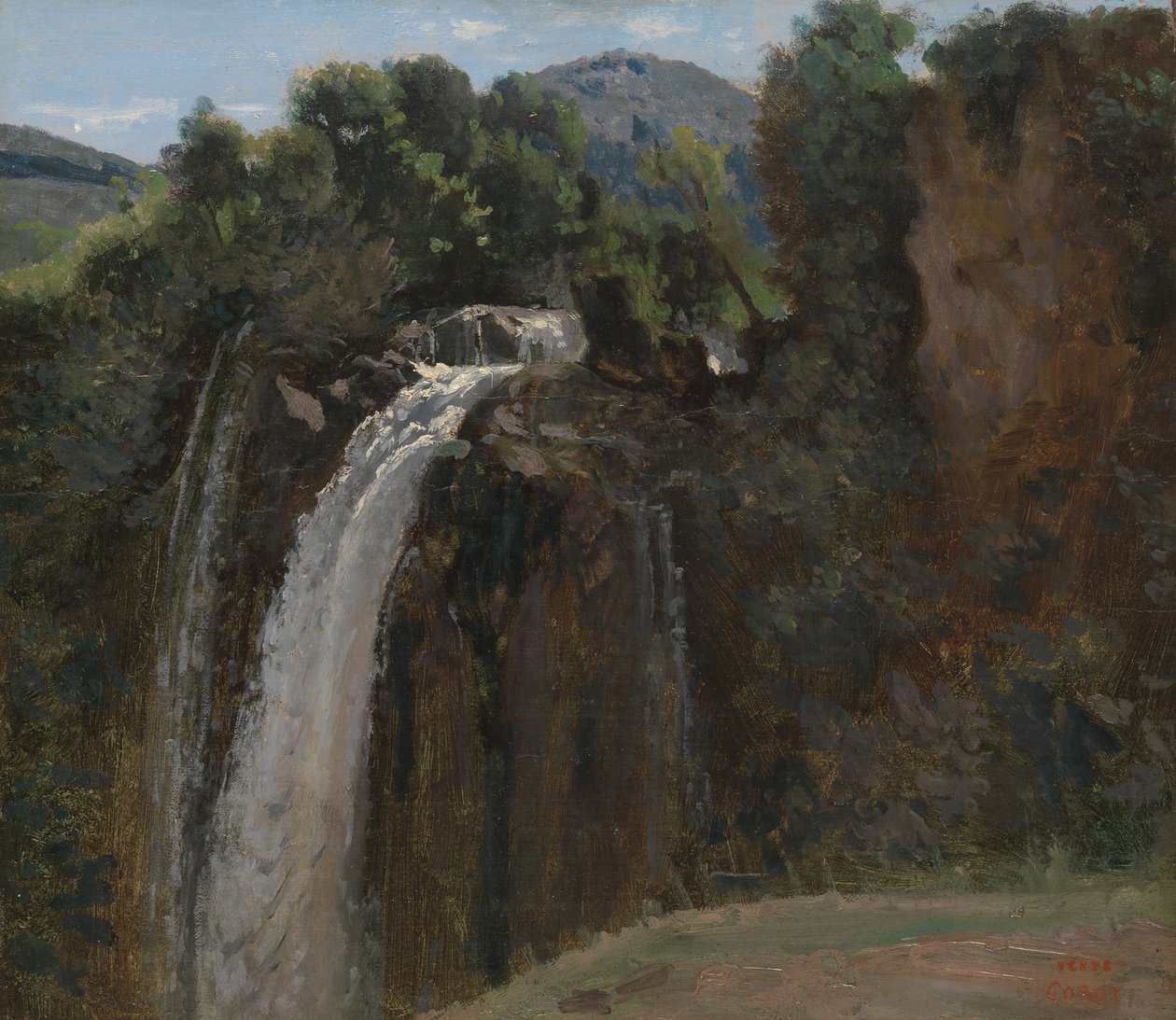 Vesiputous Ternissä, 1826. tekijältä Jean Baptiste Camille Corot
