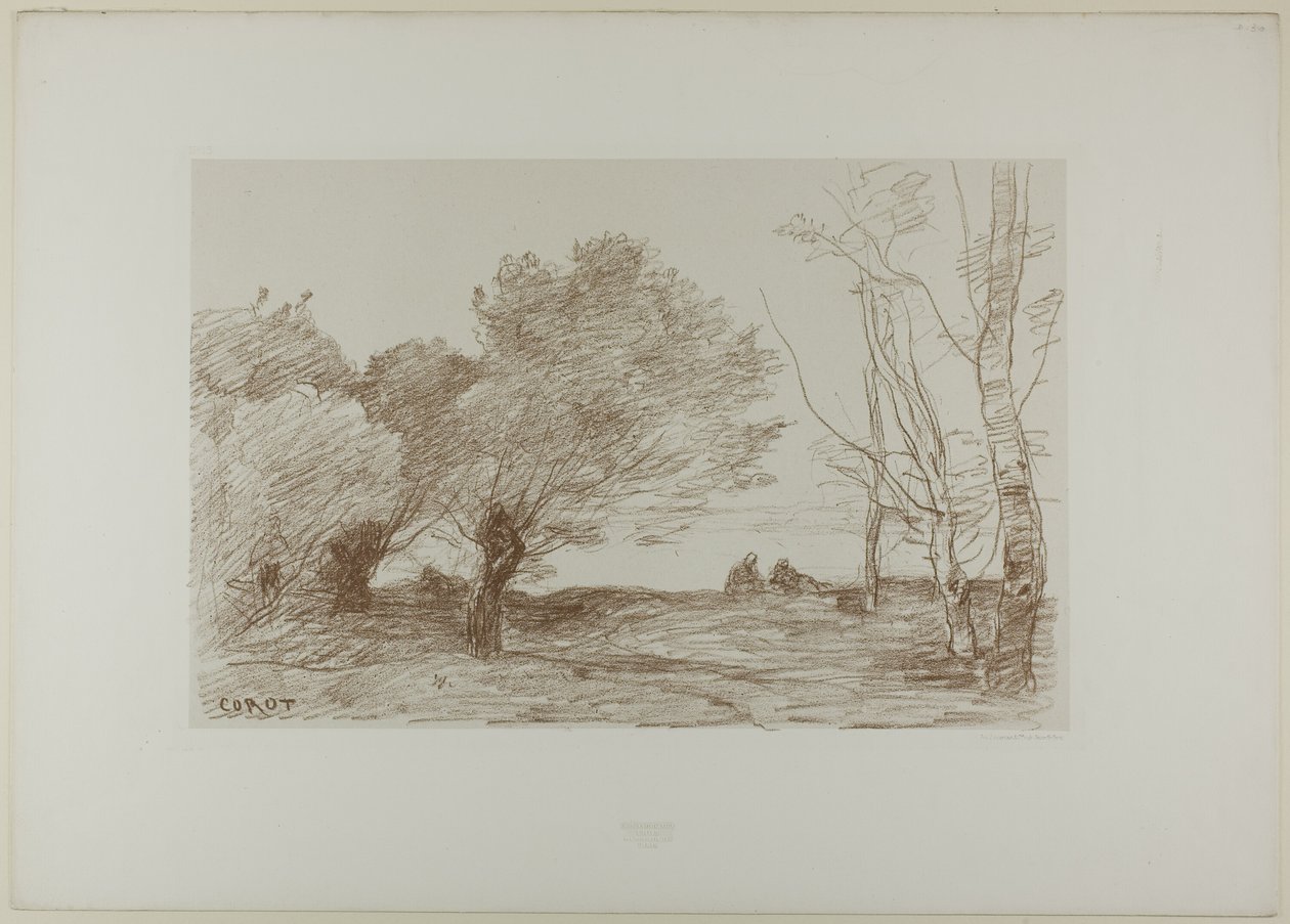 Pajut ja valkoiset poppelit tekijältä Jean Baptiste Camille Corot