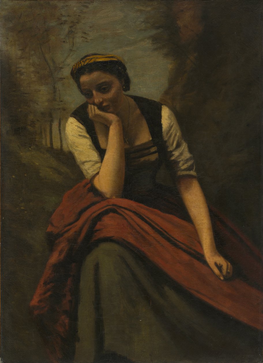 Nainen meditoi, noin 1870 tekijältä Jean Baptiste Camille Corot