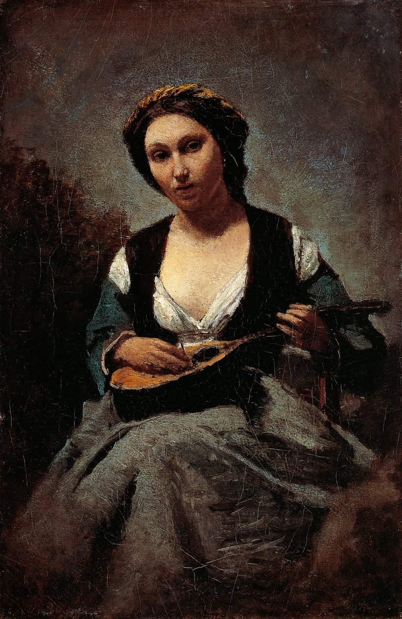 Dona amb mandolina, de Jean-Baptiste-Camille Corot (1796-1875). finlandès tekijältä Jean Baptiste Camille Corot