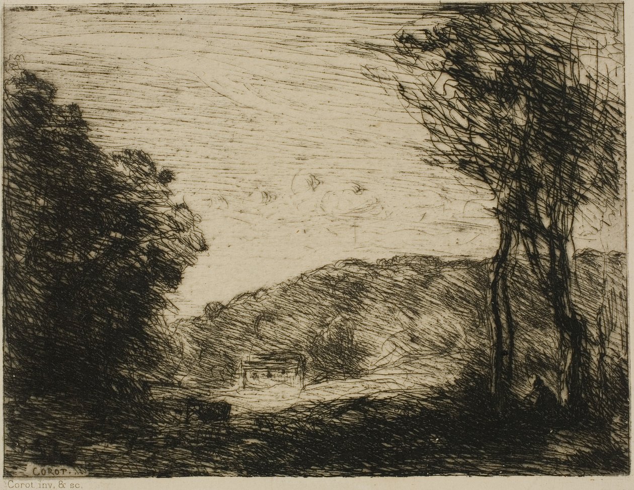 Metsäinen maaseutu tekijältä Jean Baptiste Camille Corot