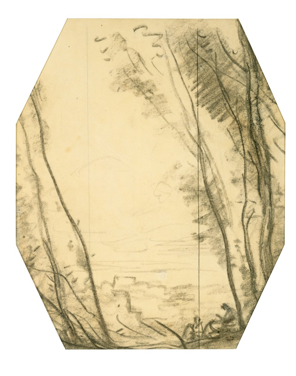Woodland Scene (hiili kudottupaperille, vuorattu mulperipaperilla) tekijältä Jean Baptiste Camille Corot