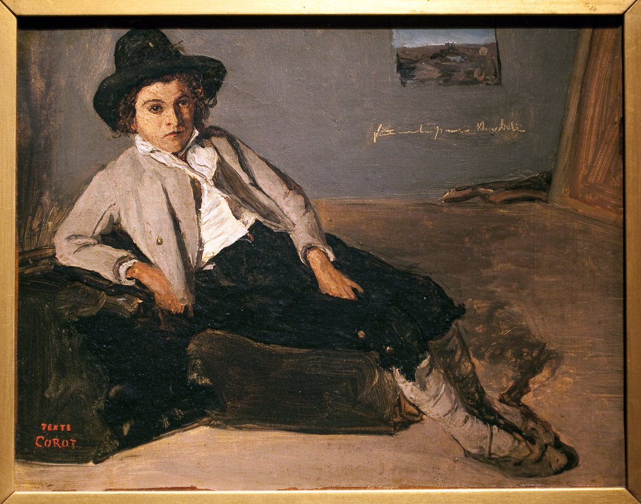 Nuori italialainen istuu. Jean Baptiste Camille Corot