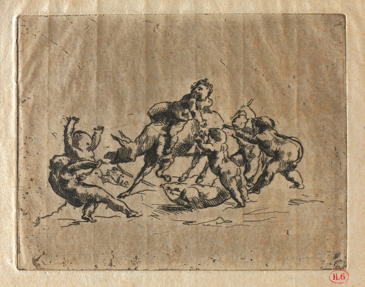 Bacchanal lasten ja aasin kanssa tekijältä Jean Baptiste Carpeaux