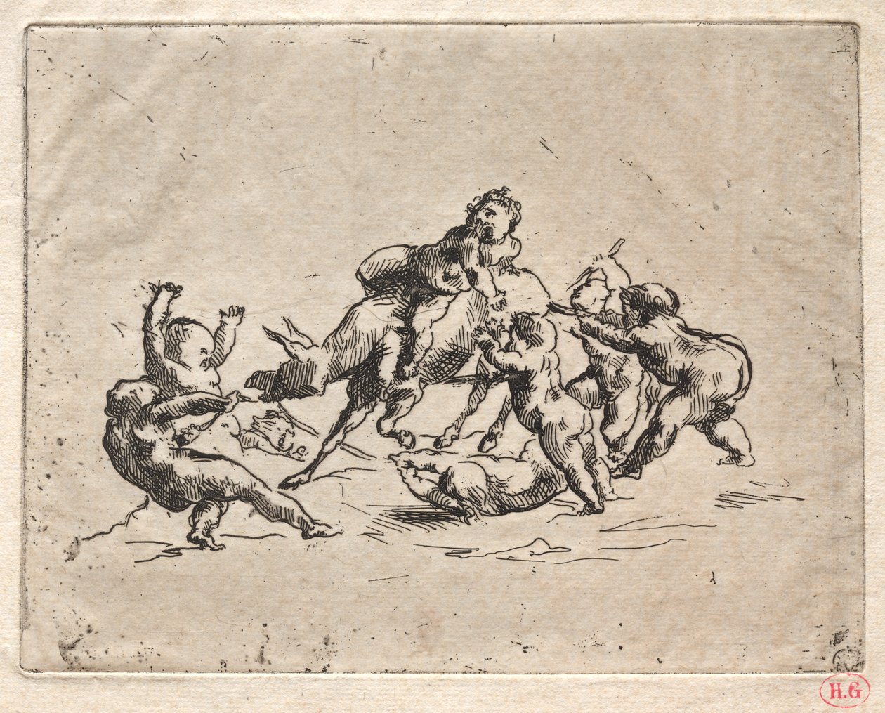 Bacchanal lasten ja aasin kanssa. tekijältä Jean-Baptiste Carpeaux