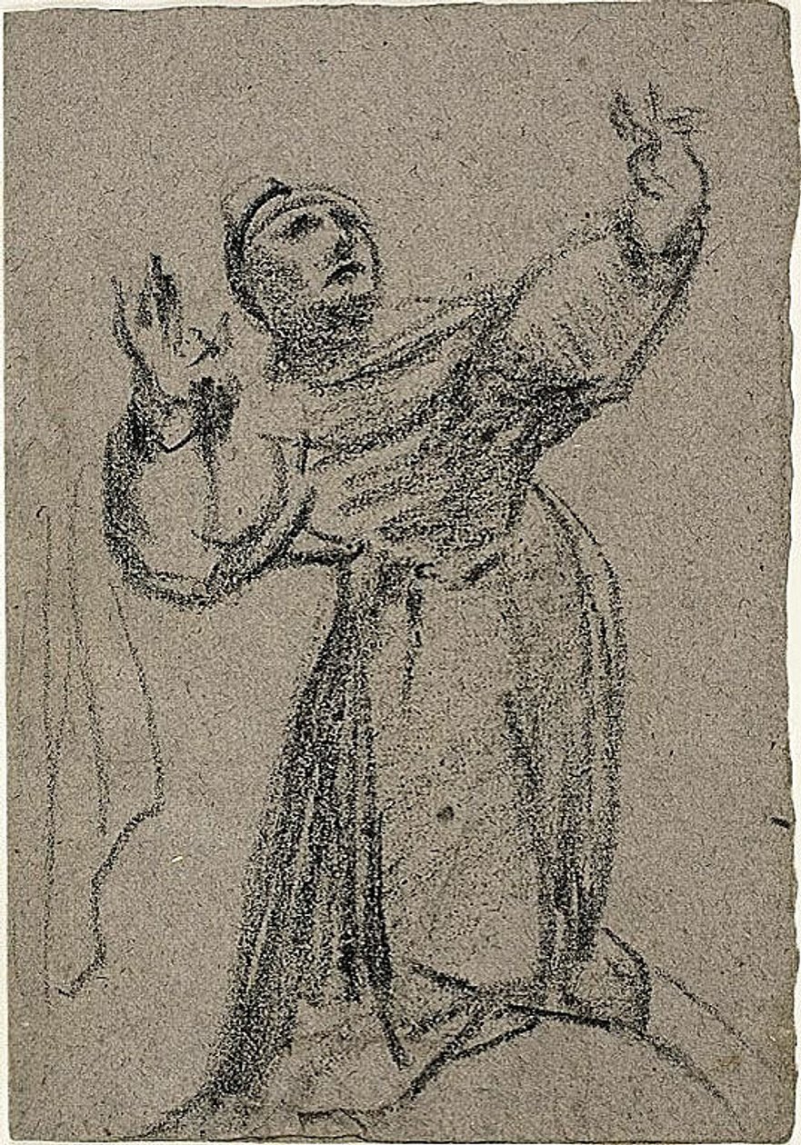 Polvistuva hahmo kädet kohotettuna tekijältä Jean Baptiste Carpeaux