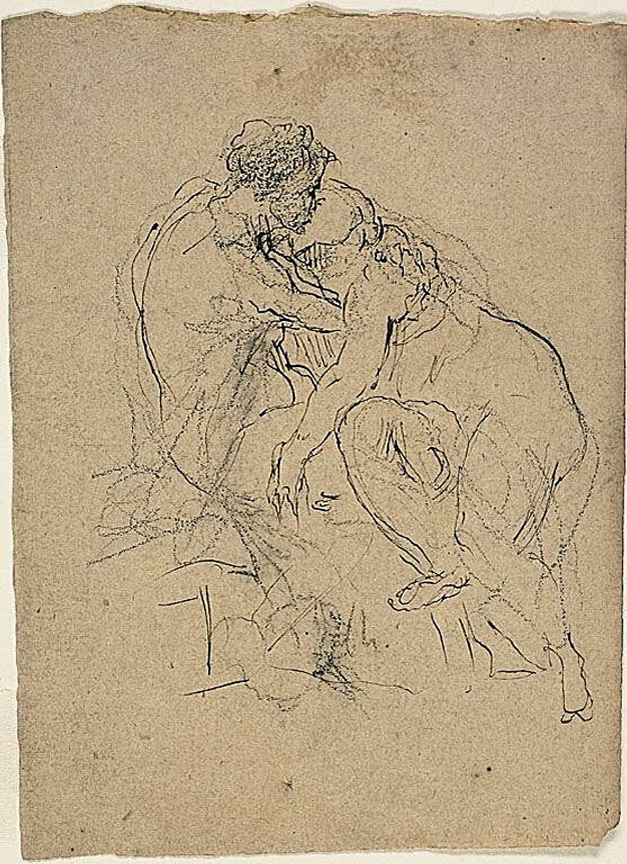 Istuva pari syleilee tekijältä Jean-Baptiste Carpeaux