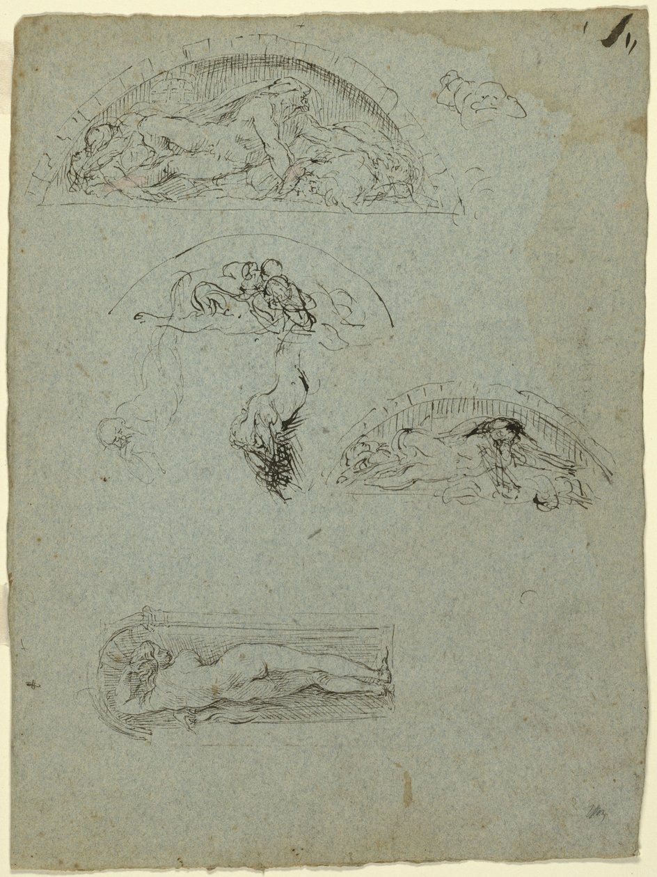 Pysyvä hahmo markkinarakossa ja opintoja Ugolino-ryhmälle, 1857-58 tekijältä Jean Baptiste Carpeaux