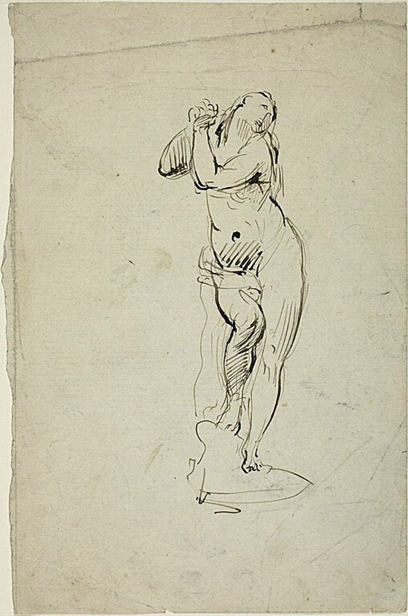 Seisova nainen kädet puristettuna tekijältä Jean Baptiste Carpeaux