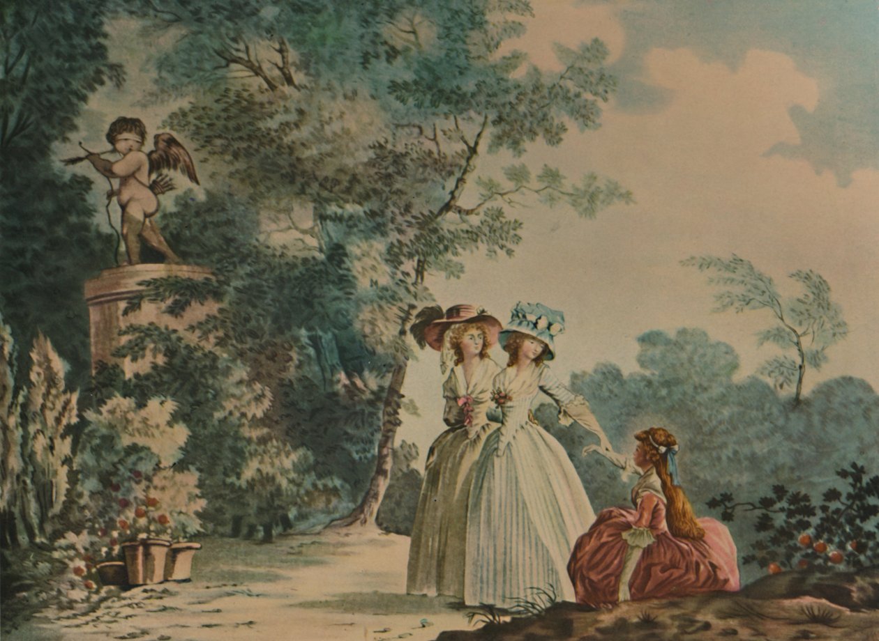 "Les Trois Soeurs Au Parc De Saint-Cloud", Kolme sisarta Parc Saint-Cloudissa, c1790, 1913 tekijältä Jean Baptiste Chapuy